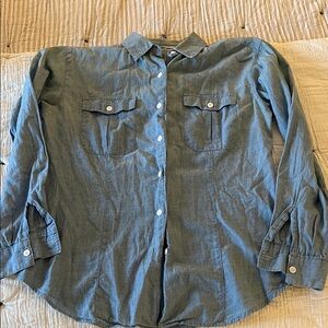 Talbots Women’s Chambray Blue Button Up Shirt
